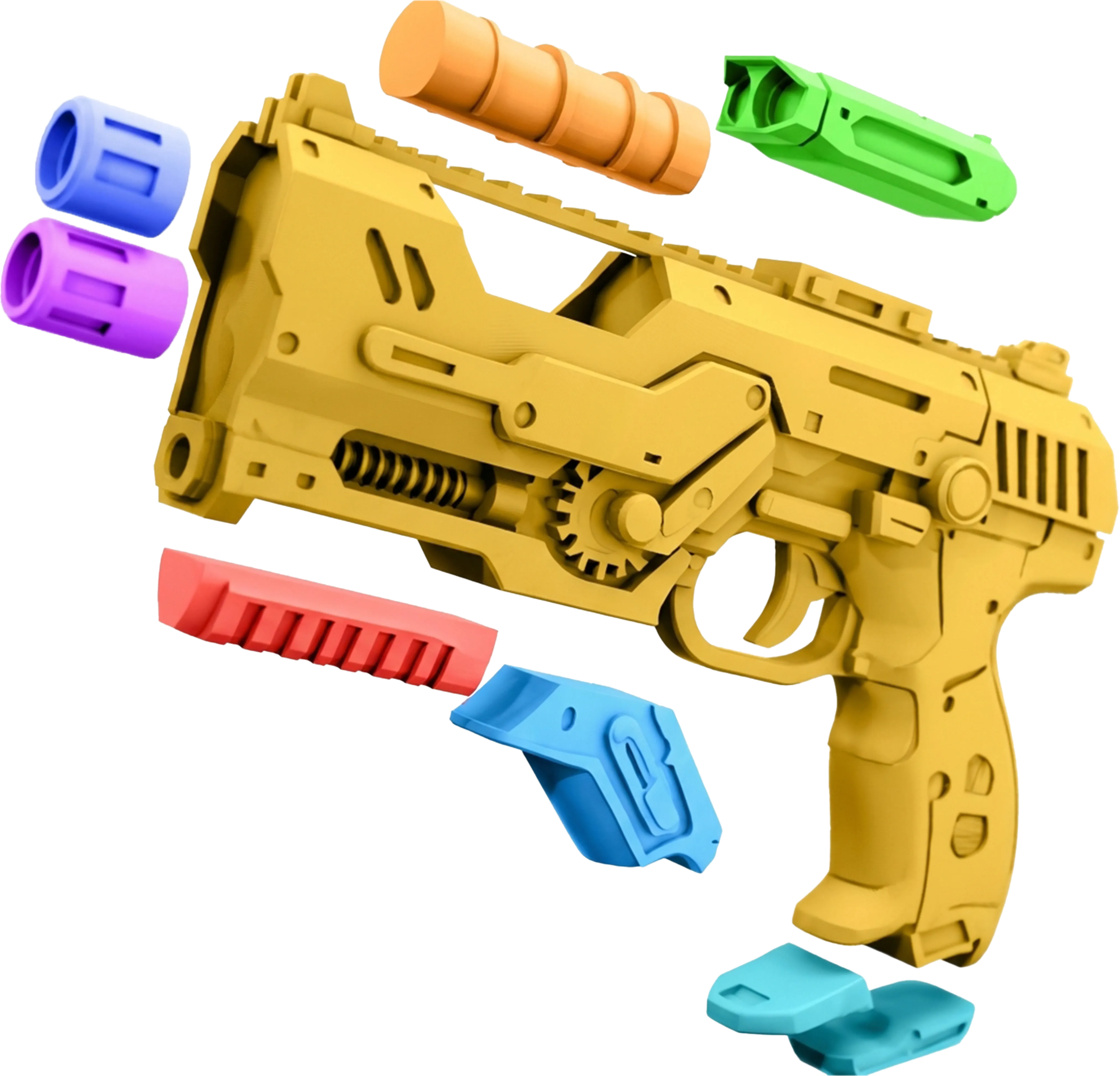 Exploded sci-fi weapon render