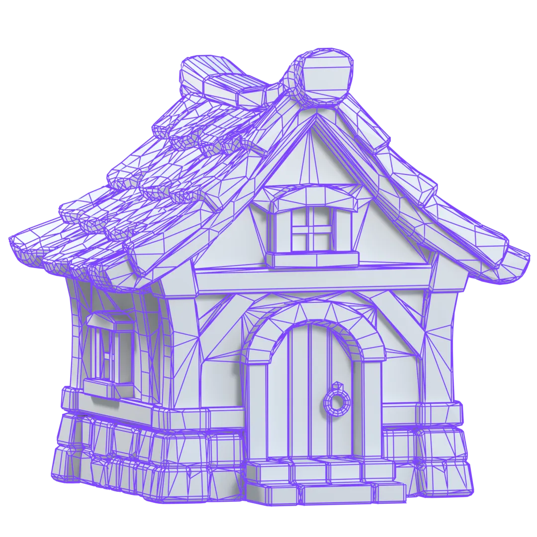 Low-poly wireframe house