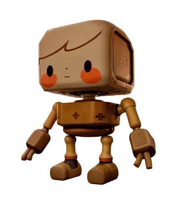 Wooden toy robot 3D model result from Free3D