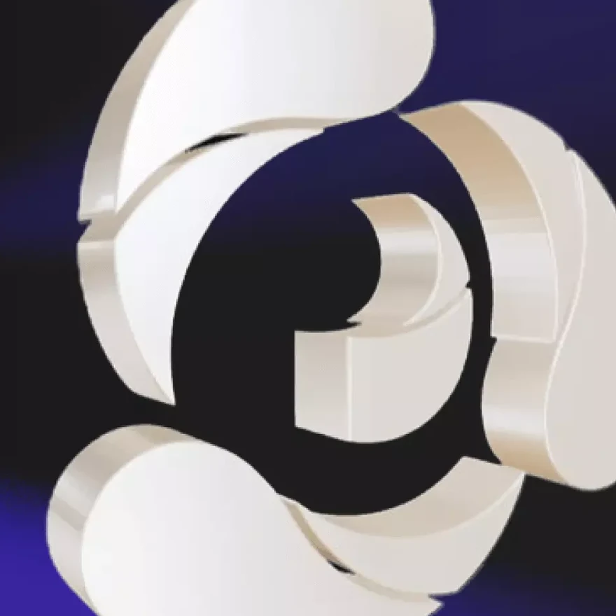 Extruded 3D logo model rendered in the Vecto3d editor